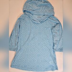 Columbia Hoodie Womens Size Small Blue White Geometric